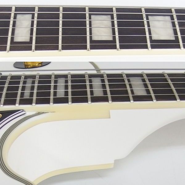 実際に弊社で買取させて頂いた★【美品】Epiphone/エピフォン Les Paul Custom Alpine White/レスポールカスタム エレキギター ソフトケース付の画像 3枚目