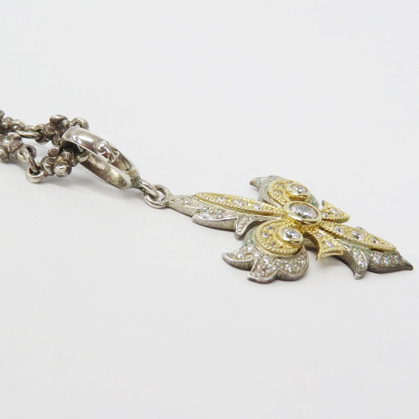 実際に弊社で買取させて頂いた【ギャラ付】ローリーロドキン NATIVE FLEUR DE LIS SILVER and GOLD PENDANT/ZILCONIA ネックレス 01PNAT1-786 K18の画像 4枚目
