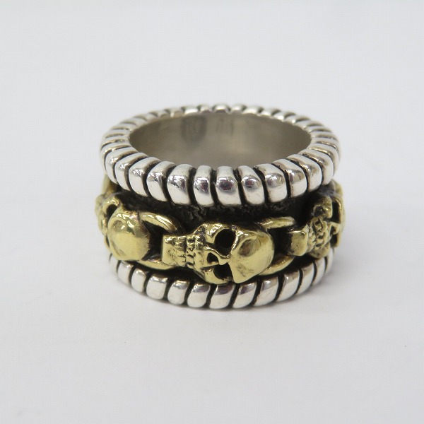 実際に弊社で買取させて頂いた【ギャラ付】LEATHERS & TREASURES/レザーズアンドトレジャーズ REVロープエッジw/スカルリング 18K 18号の画像 1枚目