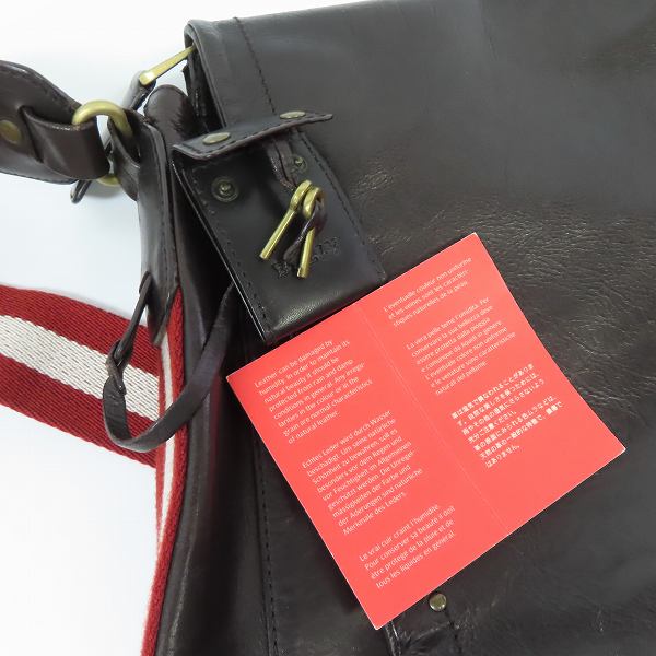 実際に弊社で買取させて頂いたBALLY/バリー レザー ショルダーバッグ ダークブラウンの画像 9枚目