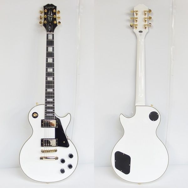 実際に弊社で買取させて頂いた★【美品】Epiphone/エピフォン Les Paul Custom Alpine White/レスポールカスタム エレキギター ソフトケース付の画像 1枚目