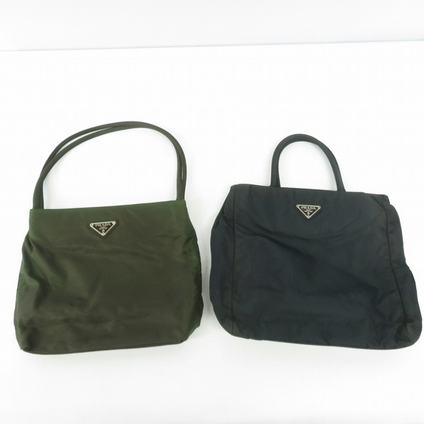 実際に弊社で買取させて頂いたPRADA/プラダ 三角ロゴプレート ハンドバッグ 2点セット