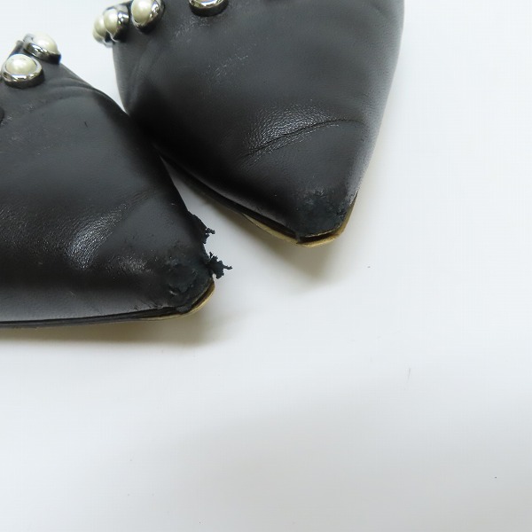 実際に弊社で買取させて頂いたJIMMY CHOO/ジミーチュウ パール装飾 アンクルストラップ フラットシューズ/36の画像 6枚目