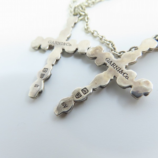 実際に弊社で買取させて頂いたGARNI/ガルニ ストーン SV スカル クロス ペンダント/ネックレスチェーン シルバー/2点セットの画像 8枚目