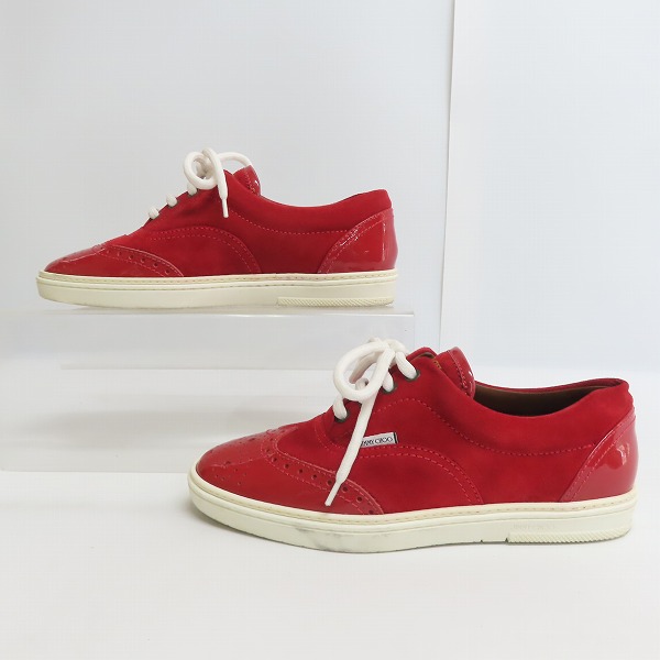 実際に弊社で買取させて頂いたJimmy Choo/ジミーチュウ スエード パテント ウイングチップ ローカット スニーカー/39の画像 3枚目