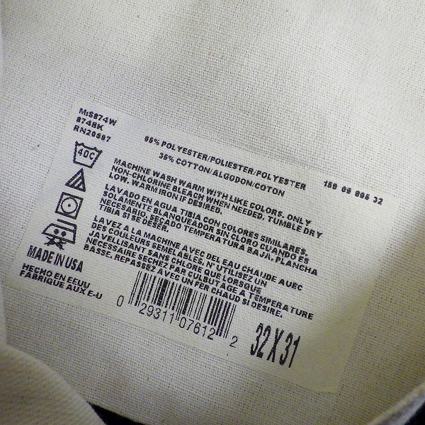実際に弊社で買取させて頂いたDickies/ディッキーズ 874W USA製 ワークパンツ ブラック /32×31の画像 3枚目