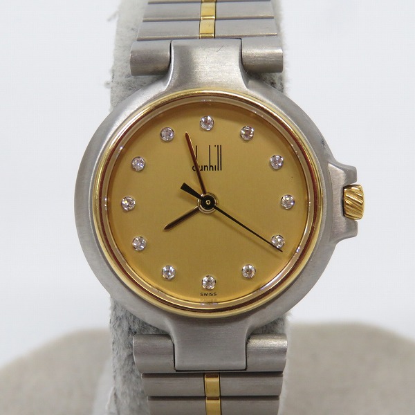 実際に弊社で買取させて頂いたDunhill/ダンヒル ラインストーン/アナログ メタルバンド 腕時計【動作未確認】