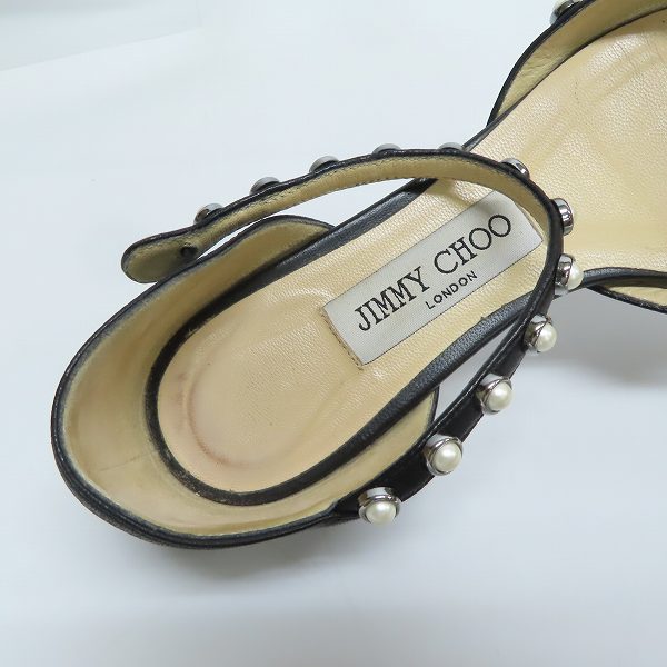 実際に弊社で買取させて頂いたJIMMY CHOO/ジミーチュウ パール装飾 アンクルストラップ フラットシューズ/36の画像 4枚目