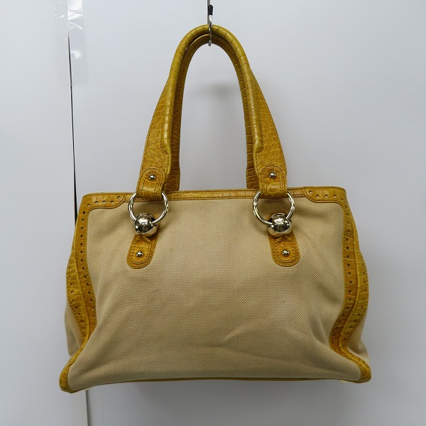 実際に弊社で買取させて頂いたCELINE/セリーヌ レザー × キャンバス クロコ型押し ハンド/ショルダーバッグ の画像 1枚目