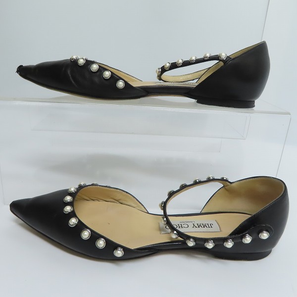 実際に弊社で買取させて頂いたJIMMY CHOO/ジミーチュウ パール装飾 アンクルストラップ フラットシューズ/36の画像 3枚目