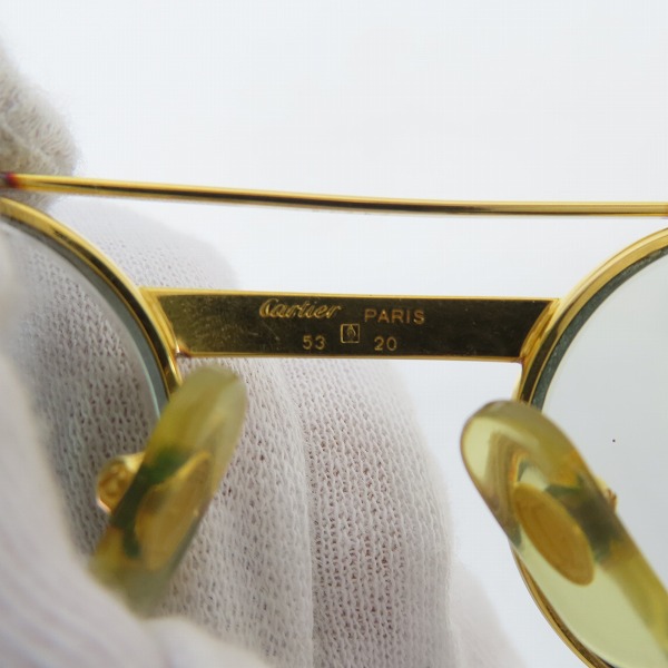 実際に弊社で買取させて頂いたCartier/カルティエ 度入り ヴィンテージ ダブルブリッジ メタルフレーム サングラスフレームの画像 6枚目