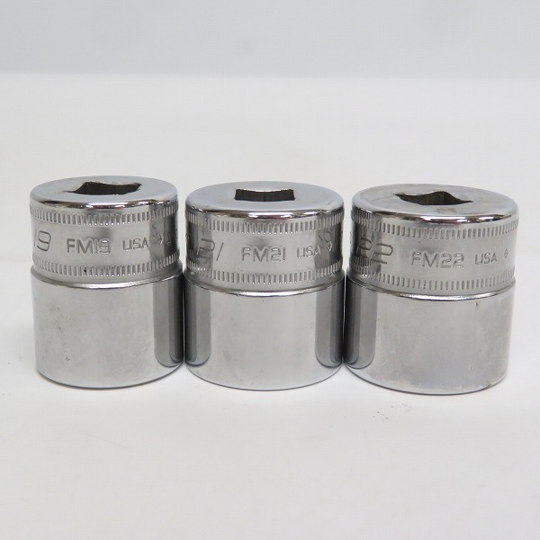 実際に弊社で買取させて頂いたSnap-on/スナップオン 3/8インチ ソケット シャロー 12角 FM8/9/10/11/12/13/14/15/16/17/18/19/21/22 14点セットの画像 6枚目