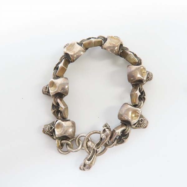 実際に弊社で買取させて頂いたCRAZY PIG/クレイジーピッグ 6サイコキラースカルリンク ブレスレット トライバルTバーの画像 5枚目