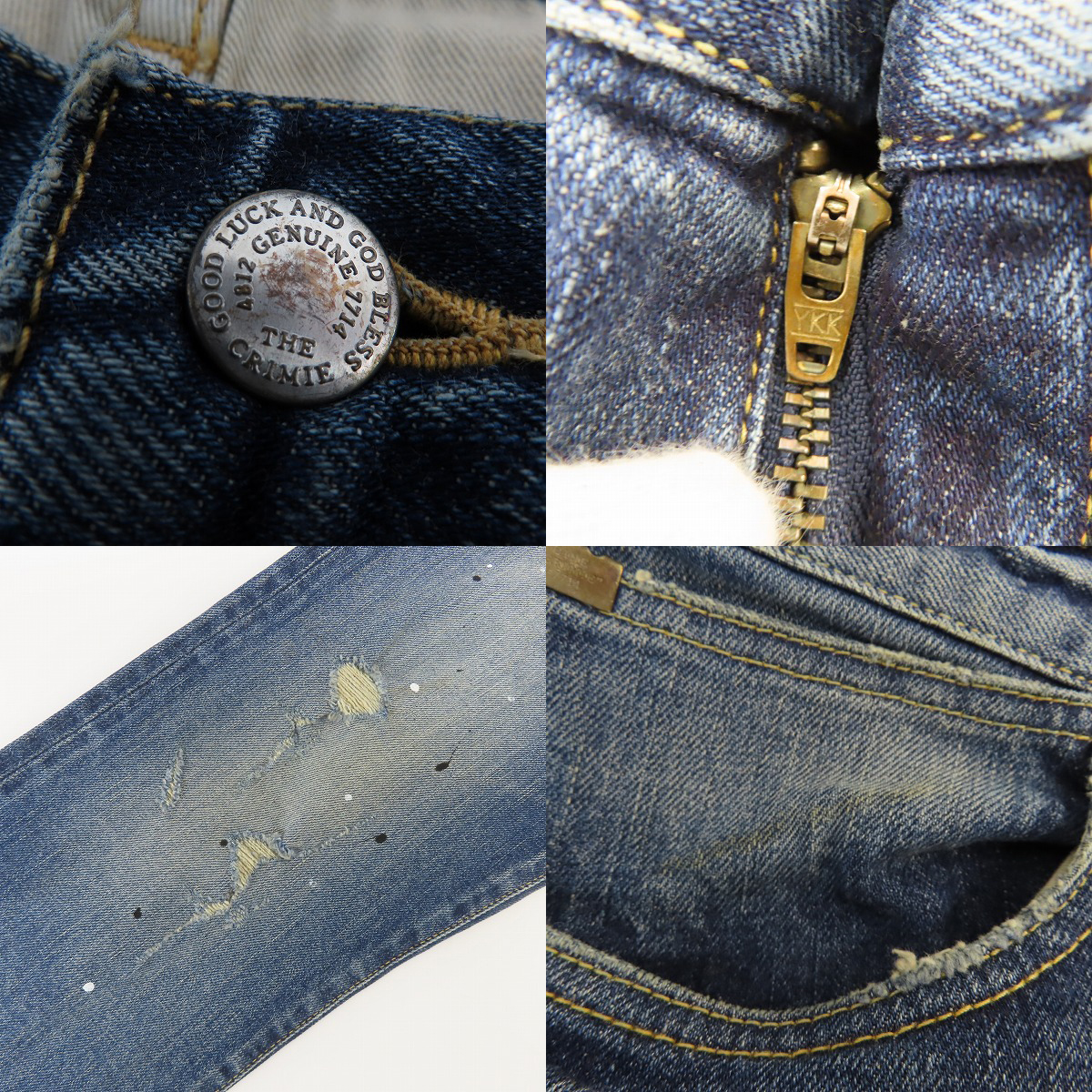 実際に弊社で買取させて頂いたTHE CRIMIE/クライミー ダメージペイント加工ストレッチデニムパンツ CRA1-BF1N-PT02/Lの画像 8枚目