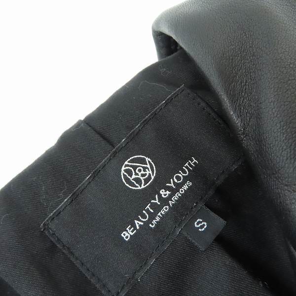 実際に弊社で買取させて頂いたBEAUTY&YOUTH UNITED ARROWS/ビューティ&ユース 羊革 ダブルライダースジャケット 1625-699-0553/Sの画像 2枚目