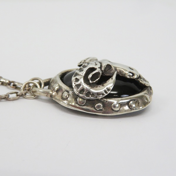 実際に弊社で買取させて頂いたALEXSTREETER/アレックスストリーター ゴートヘッド オニキスペンダント/ネックレスの画像 4枚目