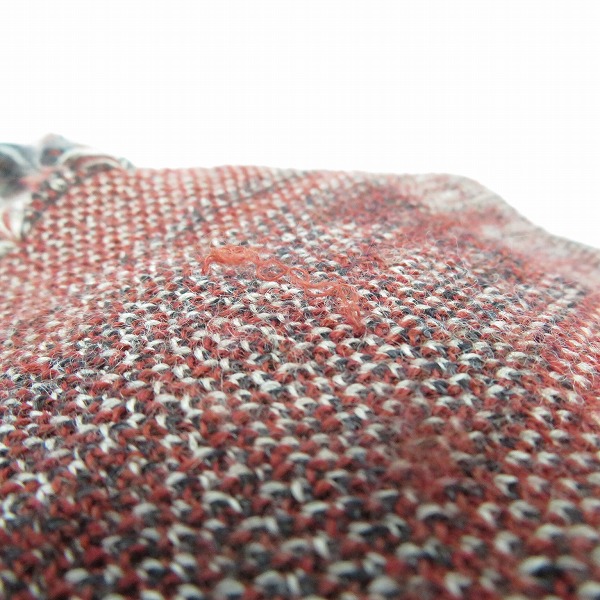 実際に弊社で買取させて頂いたTHE FLAT HEAD/フラットヘッド ネイティブ柄 フリンジ マフラー レッドの画像 3枚目