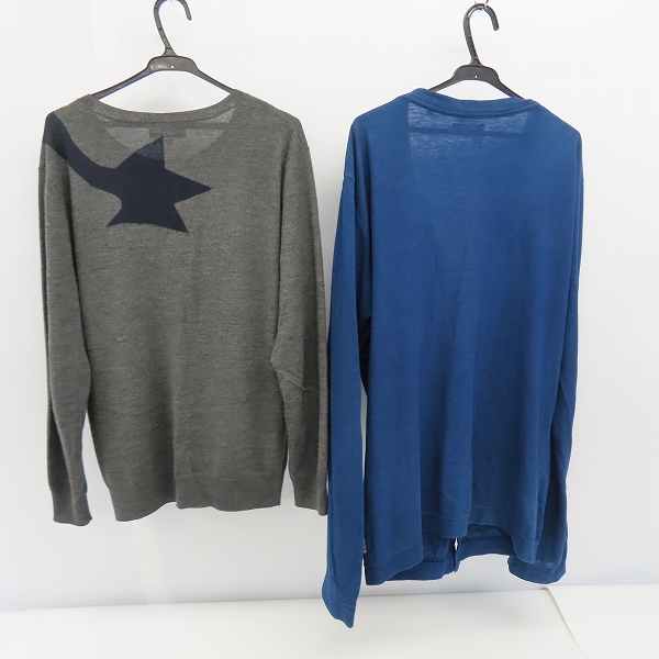 実際に弊社で買取させて頂いたBLUE BLUE/ブルーブルー スター柄 星 流星 ニット/無地カーディガン/2/2点セットの画像 1枚目
