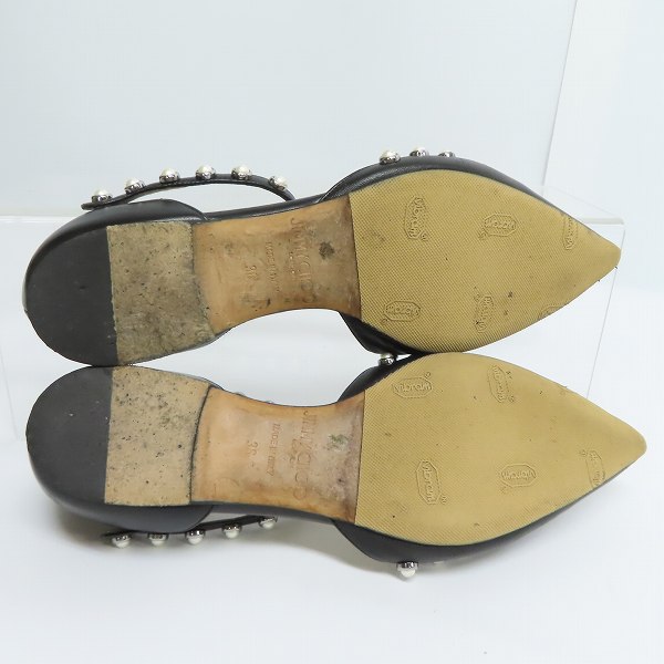 実際に弊社で買取させて頂いたJIMMY CHOO/ジミーチュウ パール装飾 アンクルストラップ フラットシューズ/36の画像 2枚目