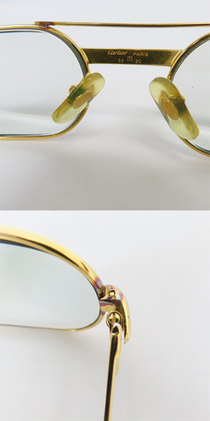 実際に弊社で買取させて頂いたCartier/カルティエ 度入り ヴィンテージ ダブルブリッジ メタルフレーム サングラスフレームの画像 4枚目