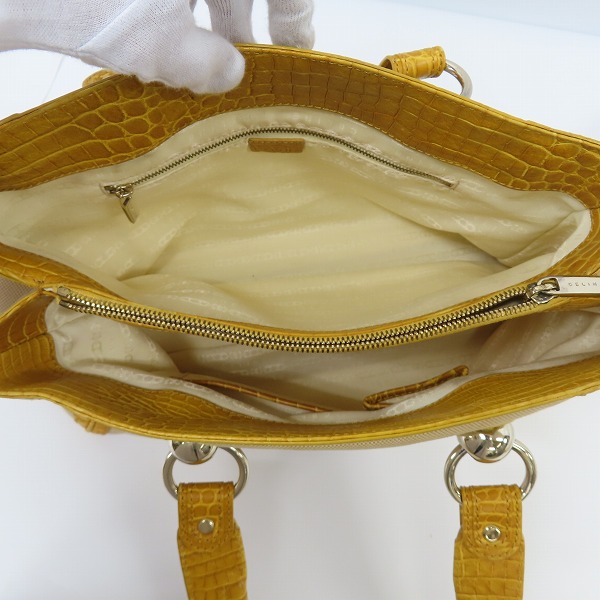 実際に弊社で買取させて頂いたCELINE/セリーヌ レザー × キャンバス クロコ型押し ハンド/ショルダーバッグ の画像 3枚目