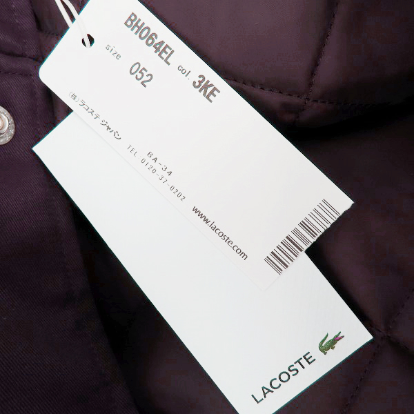 実際に弊社で買取させて頂いた【未使用】LACOSTE/ラコステ 中綿フードコーチジャケット BH064EL/52の画像 4枚目
