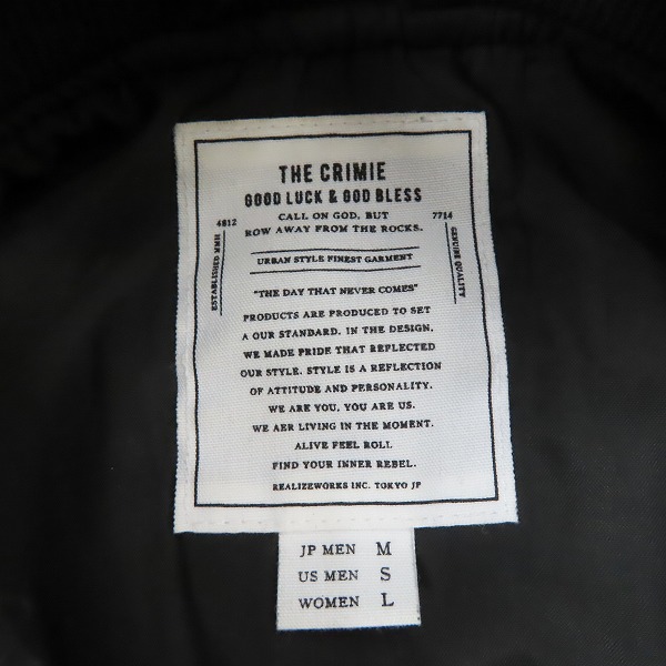 実際に弊社で買取させて頂いたCRIMIE/クライミー ZACK BACK SATIN THINSULATE MA-1 JACKET/バックサテン シンサレート ジャケット CR1-02L5-JK38/Mの画像 2枚目