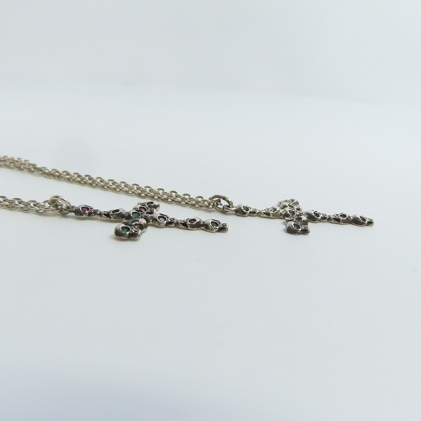 実際に弊社で買取させて頂いたGARNI/ガルニ ストーン SV スカル クロス ペンダント/ネックレスチェーン シルバー/2点セットの画像 3枚目