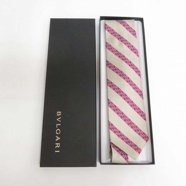 実際に弊社で買取させて頂いたBVLGARI/ブルガリ ネクタイ 総柄/ストライプの画像 8枚目