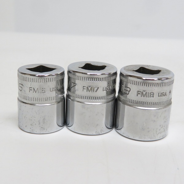 実際に弊社で買取させて頂いたSnap-on/スナップオン 3/8インチ ソケット シャロー 12角 FM8/9/10/11/12/13/14/15/16/17/18/19/21/22 14点セットの画像 5枚目