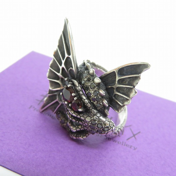 実際に弊社で買取させて頂いた【ギャラ付】Bloody Mary/ブラッディマリー リザードリング/ガーネット/ブラックダイヤパヴェ/17号