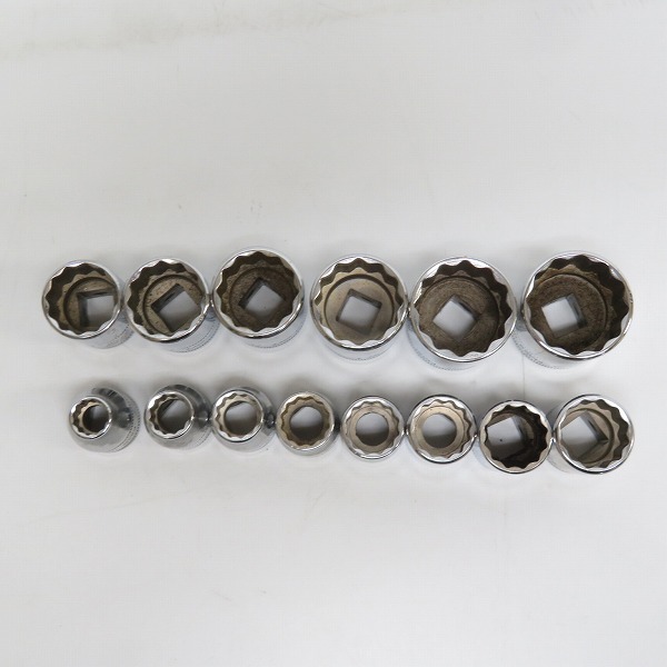 実際に弊社で買取させて頂いたSnap-on/スナップオン 3/8インチ ソケット シャロー 12角 FM8/9/10/11/12/13/14/15/16/17/18/19/21/22 14点セットの画像 2枚目