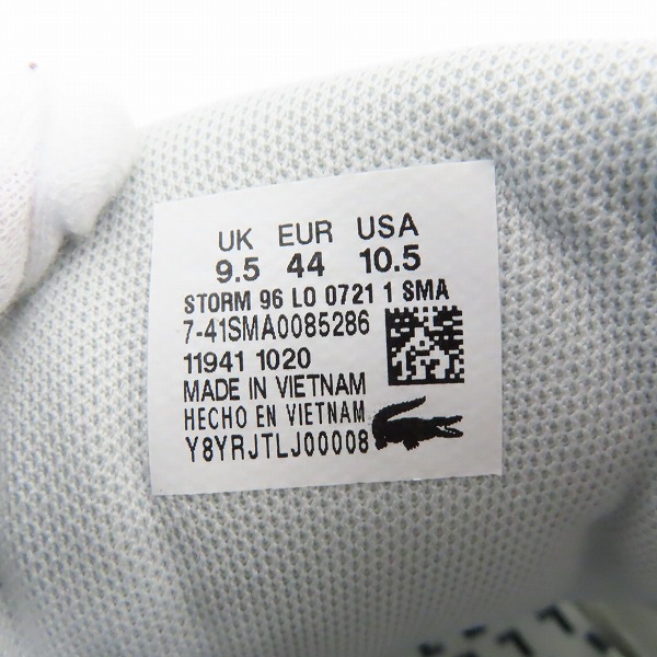 実際に弊社で買取させて頂いた【未使用】LACOSTE/ラコステ STORM 96 LO 0721 1 スニーカー SM00851/UK9.5の画像 5枚目