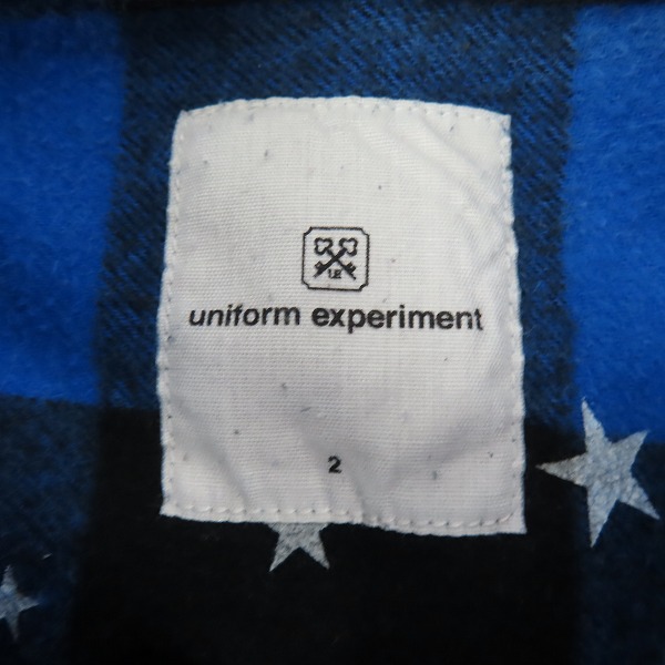 実際に弊社で買取させて頂いたuniform experiment/ユニフォームエクスペリメント スターチェック柄 長袖コットンシャツUE-101039/2の画像 2枚目