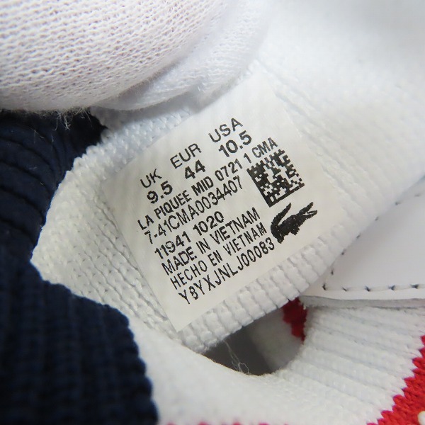 実際に弊社で買取させて頂いたLACOSTE/ラコステ LA PIQUEE MID 0721 2 スニーカー CM00341/UK9.5の画像 5枚目