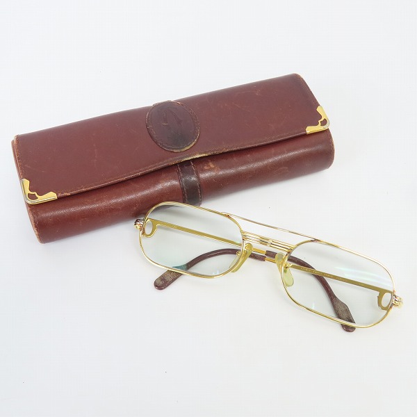 実際に弊社で買取させて頂いたCartier/カルティエ 度入り ヴィンテージ ダブルブリッジ メタルフレーム サングラスフレームの画像 9枚目