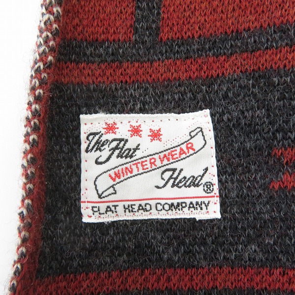 実際に弊社で買取させて頂いたTHE FLAT HEAD/フラットヘッド ネイティブ柄 フリンジ マフラー レッドの画像 1枚目