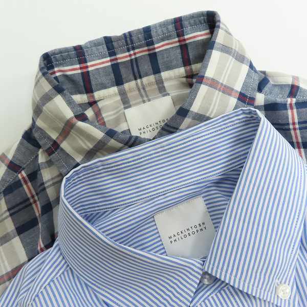 実際に弊社で買取させて頂いたMACKINTOSH PHILOSOPHY/マッキントッシュフィロソフィー ストライプ チェック 半袖 シャツ 2点セットの画像 2枚目