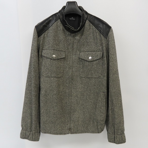 実際に弊社で買取させて頂いたPS Paul Smith/ピーエス ポールスミス レザー切替 ウールジップブルゾン L