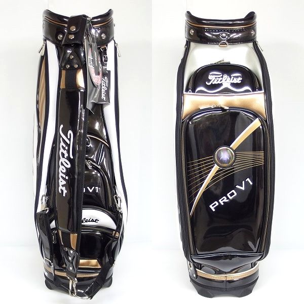 実際に弊社で買取させて頂いた【未使用/フード無し】Titleist/タイトリスト CB5V1 Pro V1 9.5型キャディバッグ 限定モデル ブラックｘゴールドの画像 2枚目
