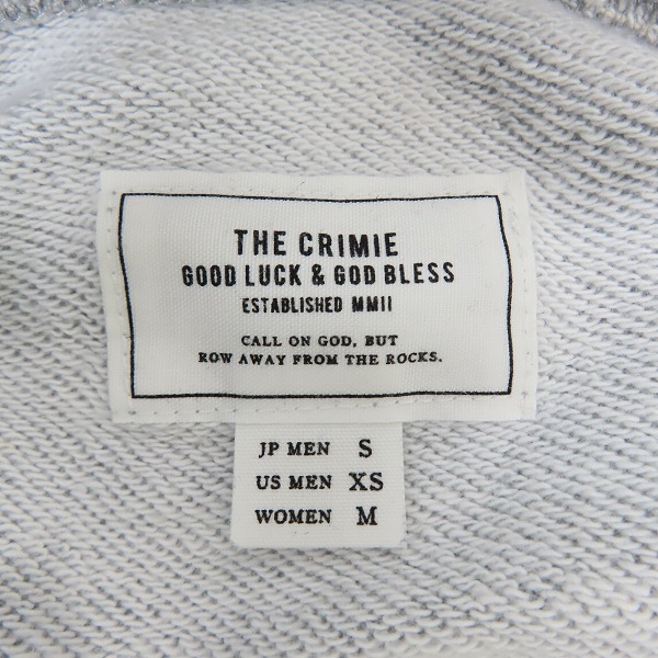 実際に弊社で買取させて頂いたCRIMIE/クライミー SWEAT ZIP PARKA THE LIFE/ジップアップパーカー グレー C1K1-SW14/Sの画像 2枚目