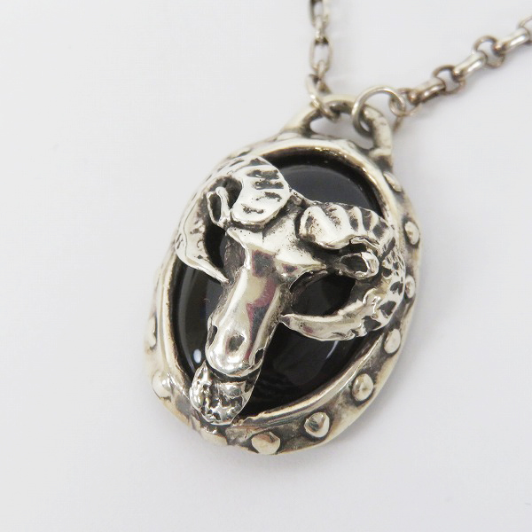 実際に弊社で買取させて頂いたALEXSTREETER/アレックスストリーター ゴートヘッド オニキスペンダント/ネックレスの画像 1枚目