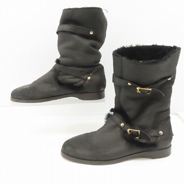 実際に弊社で買取させて頂いたJIMMY CHOO/ジミーチュウ ムートン ブーツ ブラック/39.5の画像 3枚目