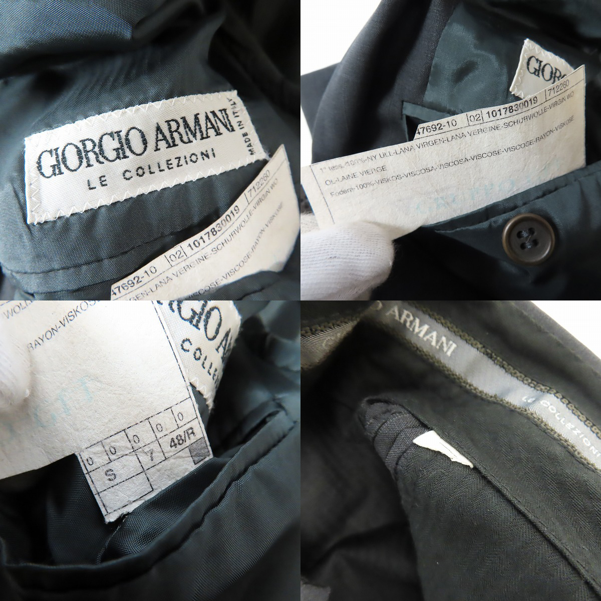 実際に弊社で買取させて頂いたGIORGIO ARMANI/ジョルジオアルマーニ 3B ストライプ テーラードジャケット/スラックス セットアップ/48の画像 2枚目