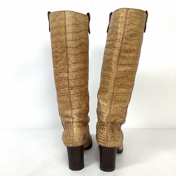 実際に弊社で買取させて頂いたEMPORIO ARMANI/エンポリオアルマーニ クロコ 型押し レザー ロングブーツ XED 918 747/38の画像 1枚目