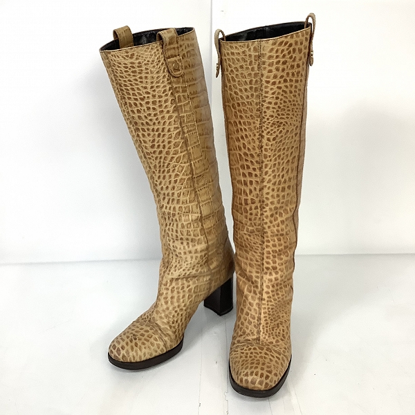 実際に弊社で買取させて頂いたEMPORIO ARMANI/エンポリオアルマーニ クロコ 型押し レザー ロングブーツ XED 918 747/38