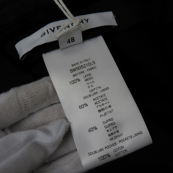 実際に弊社で買取させて頂いた【未使用】GIVENCHY/ジバンシイ ロゴボタン ウエストサイドアジャスター ウールスラックスパンツ BM505210L5/48の画像 4枚目