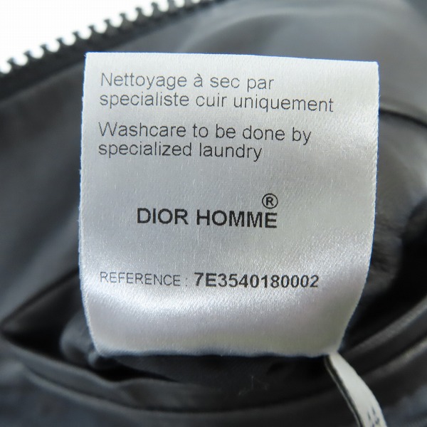 実際に弊社で買取させて頂いたDIOR HOMME/ディオールオム ジップアップ レザージャケット 7E3540180002/44の画像 5枚目