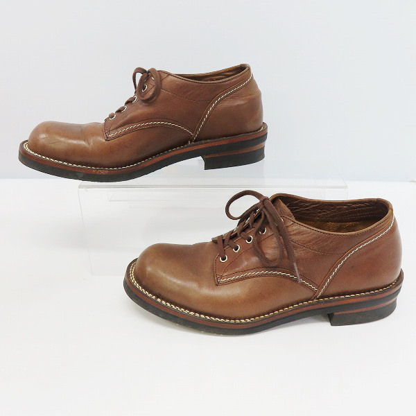 実際に弊社で買取させて頂いたTHE FLAT HEAD/フラットヘッド 馬革/ホースハイド レザー ローカット ブーツ ブラウン SLB-01 /26.5の画像 3枚目