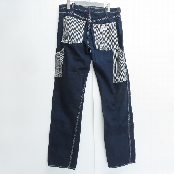 実際に弊社で買取させて頂いたTHE FLAT HEAD/フラットヘッド ヒッコリーストライプ 切返し ダブルニーペインターパンツ PN-10W/32の画像 1枚目